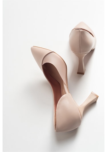 Luvishoes 653 Ten Cilt Topuklu Kadın Ayakkabı Ten Rengi