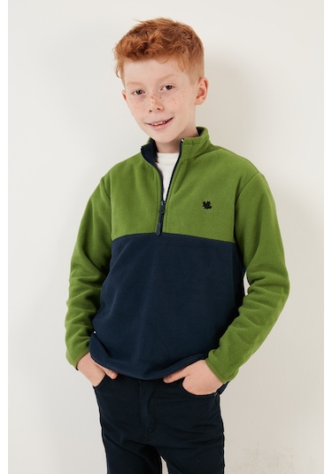 Lela Yumuşak Dokulu Yarım Fermuarlı Renk Bloklu Dik Yaka Unisex Çocuk Polar 5905004 Yeşil-Lacivert Lela Yumuşak Dokulu Yarım Fermuarlı Renk Bloklu Dik Yaka Unisex Çocuk Polar 5905004 Yeşil-Lacivert