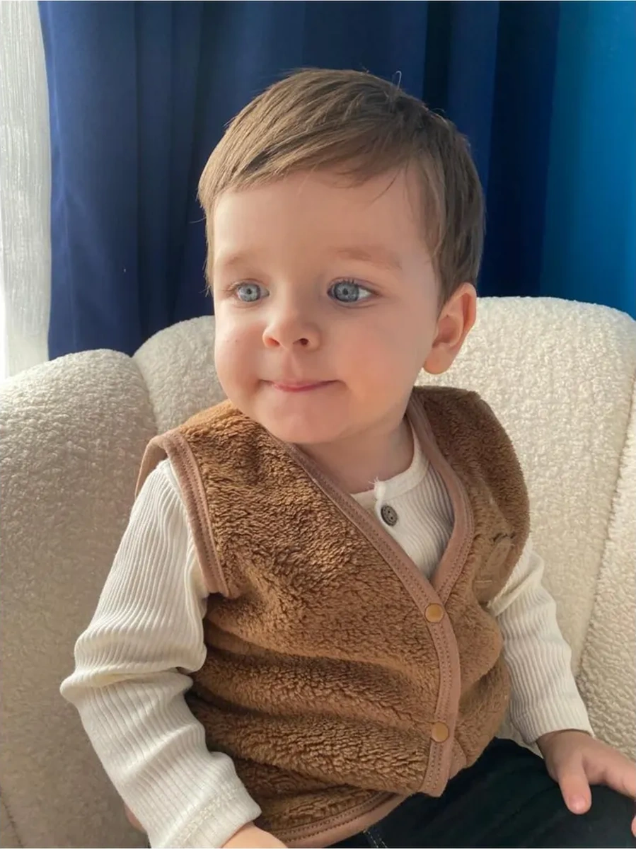 Ay Yıldız Çocuklar İçin Teddy Yelek Kolsuz 330312204 Koyu Kahverengi