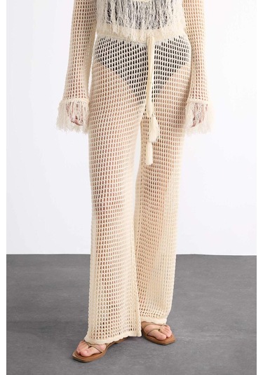 DeFacto Straight Fit Esnek Belli Kroşe Plaj Pantolonu F7460AX25HSER105