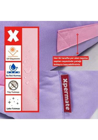 Xpermate Yuvi Kedi Yatağı Köpek Yatağı Tüy Tutmaz Kumaş Su İtici Kumaş Fermuarlı 55 x 60 x 23 CM