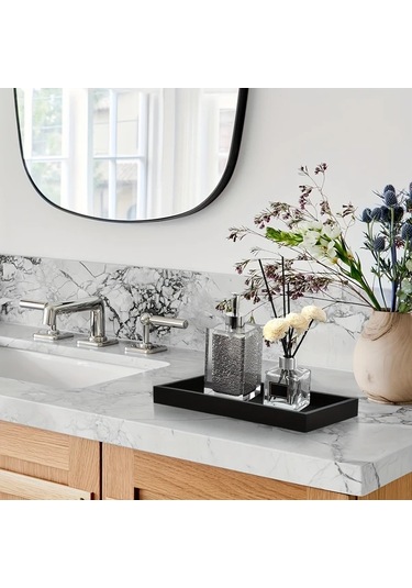 Willowhaven 2 Adet Siyah Silikon Makyaj Tepsisi - Sabun Şampuan Parfüm Takı Depolama Siyah