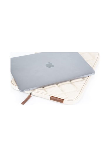 Bej Laptop Kılıfı 16'' İnç Apple Uyumlu MacBook Pro Air Huawei Evrak Çantası