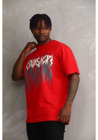 Baskılı Oversize T-shirt - Kırmızı -vlmr Kirmizi
