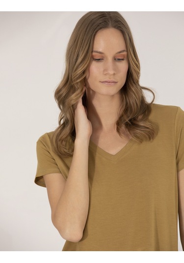 Pierre Cardin Kadın Yeşil Basic Tişört 50269345-vr235 Yeşil