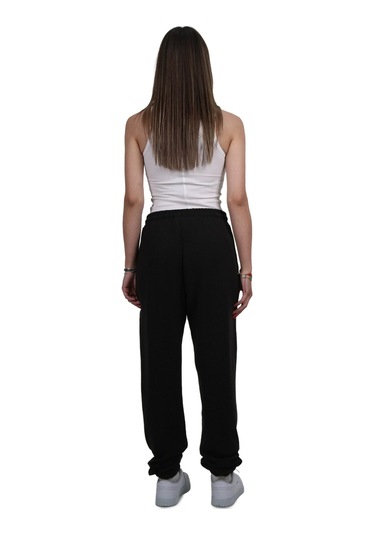 Kadın Modal Kumaş Lastikli Paça Siyah Jogger Pantolon Siyah