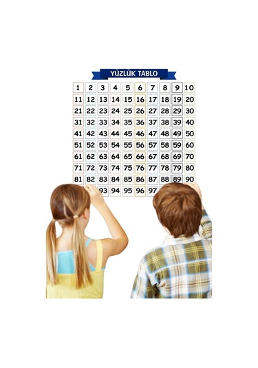 Ceylan Adam Matematik Öğreten Yüzlük Tablo Duvarda İz Bırakmaz Akıllı Kağıt Yapışkansız Statik 60x Diğer