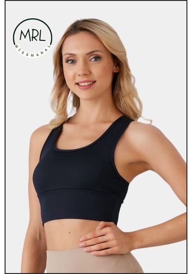 Kadın Lacivert Sporcu Sütyeni Pedli Likralı Destekleyici Su Sporları Koşu Fitness Dans Sports Bra Lacivert