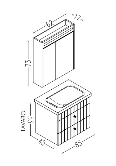 Petit 65 Cm Banyo Dolabı Npl Aynalı Kiremit - Boy Dolap Hariç Kiremit