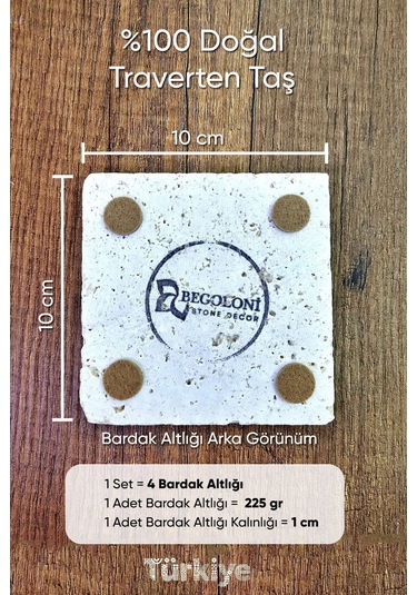 Doğal Taş Bardak Altlığı 4'lü Set 10x10x1 Cm Yapay Zeka Desenleri -stone Coasters Çok Renkli