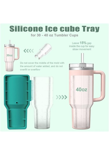 Teltree Stanley Tek Parça Silikon Buzluk - Yemek Grubu, Kolay Çıkarım, -40 C'den 250 C'ye Dayanıklı, Yeşil Çok Renkli