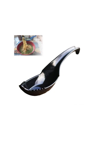 Geeroyoo Siyah Çift Fonksiyonlu Erişte Kaşığı - Çatal Ve Kaşık Birleşik Tasarım, Ergonomik Sap, Yemek Kalitesi Pp Malzeme Siyah