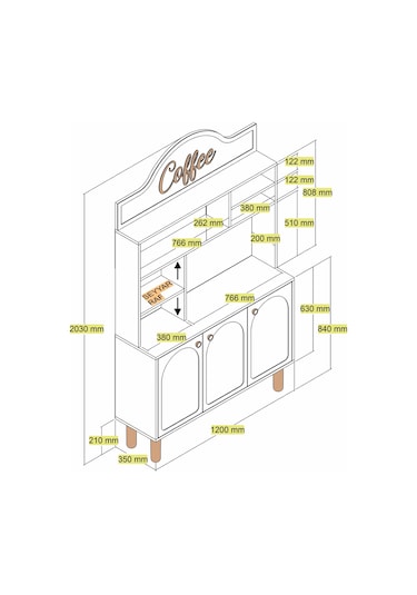 Bohem Kahve Köşesi 120cm - Beyaz Beyaz