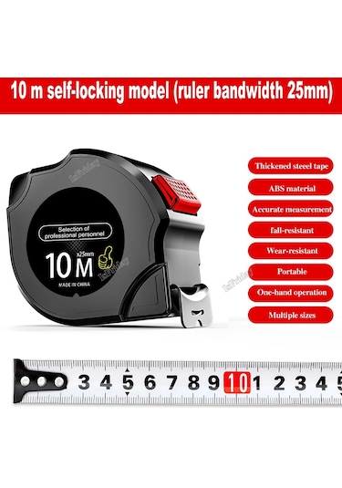 10m 25mm-3 5 7.5 10m Kendinden Kilitlemeli Çelik Mezura Taşınabilir Yüksek Hassasiyetli Metrik Cetvel Kalınlaşmış Su Geçirmez Mesafe Ölçüm Araçları