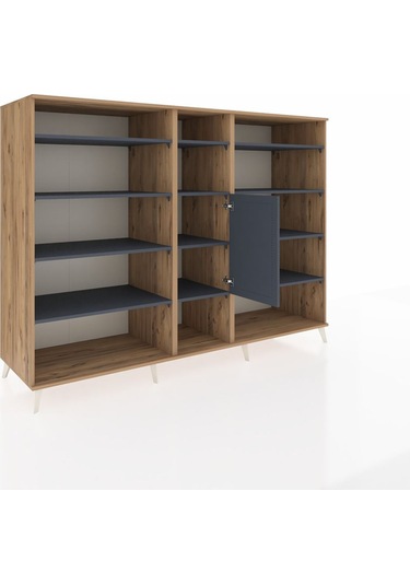 Kronos Dolap 12 Raflı Tek Kapaklı 220x59x163 Çam-antrasit Çam-antrasit