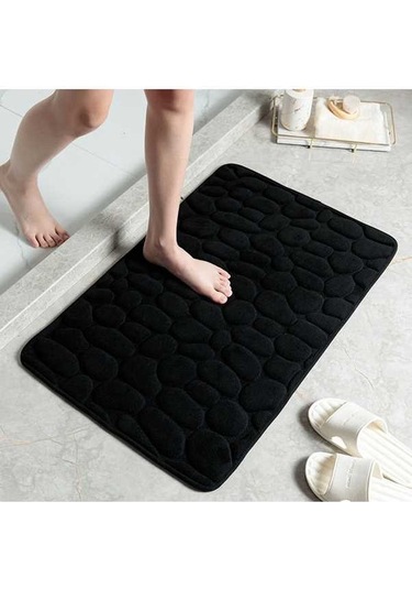 Ulzyvf Yumuşak Hafıza Köpüklü Banyo Paspası - Süper Emici, Kaymaz, Makinede Yıkanabilir Siyah Siyah