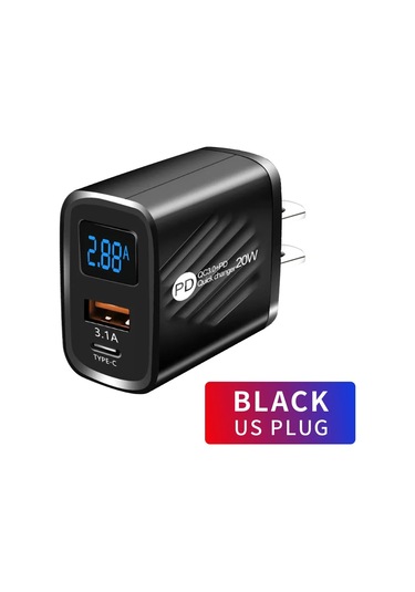 Dawndesslo 20w Usb Pd Hızlı Şarj Cihazı İphone Uyumlu Samsung Uyumlu Xiaomi Huawei İçin C Tipi Dijital Ekranlı Duvar Adaptörü Abdistribütör Garantili