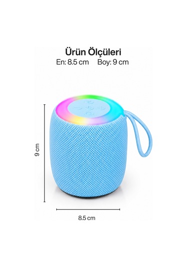 Rgb Işıklı Şarjlı Bluetooth Hoparlör - Type-c - Fm Radyo - Usb - Hafıza Kartı