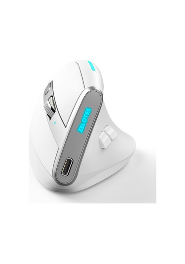Zelotes F-36 Kablosuz Dikey 2.4g Bluetooth Fare Tam Renkli Işık 8 Tuş Programlama Beş Dpı Oyun Faresi Dahili 730mah Lityum Pil Beyaz F-36