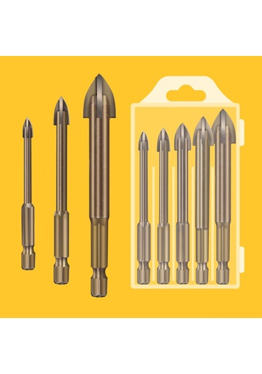 Kangvka Çelik Karbür Çok Amaçlı Matkap Ucu Seti, Cam, Seramik, Tuğla, Ahşap Delme İçin 6 Adet 5+6+6+8+10+12 Mm