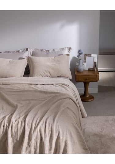 Madame Coco Feolette Çift Kişilik Yatak Örtüsü - Ekru Ekru