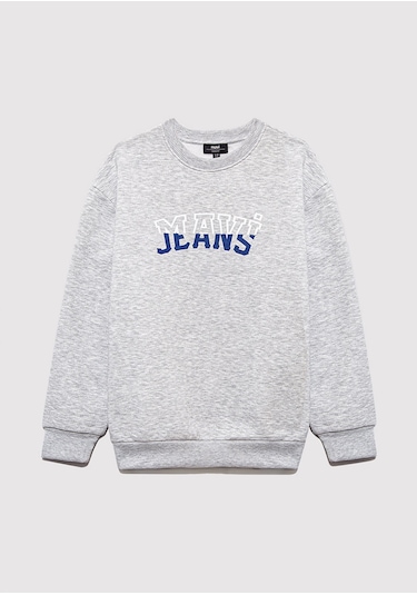 Mavi - Mavi Logo Baskılı Gri Sweatshirt 6s10031-85438