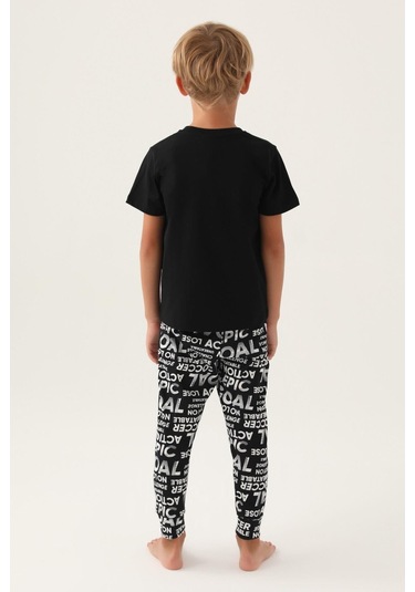 Roly Poly 3344 Goal Erkek Çocuk Pijama Takımı Siyah