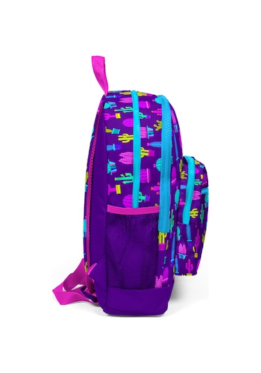 Coral High Kids Mor Pembe Kaktüs Desenli Dört Bölmeli Okul Çantası