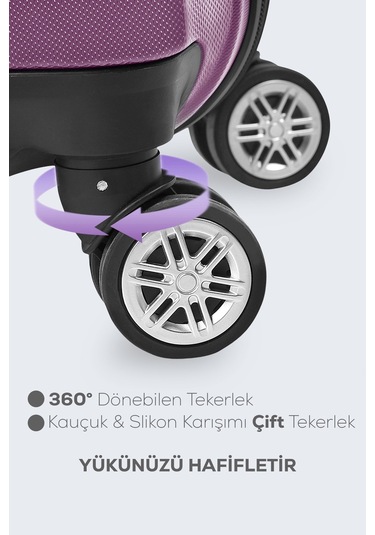 Spring Model Mor Renk 2'li Valiz Seti Kabin + Orta Mor