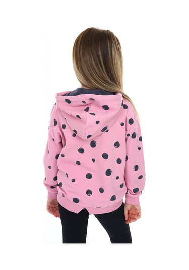 Toontoy Kız Çocuk Baskılı Hırka Gül Kurusu