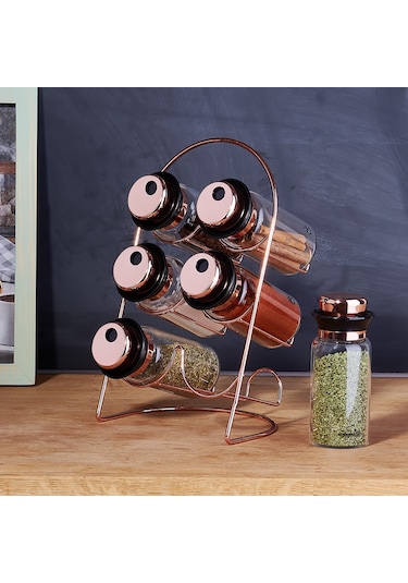 Korkmaz Stora Glass 7 Parça Rosegold Baharat Seti