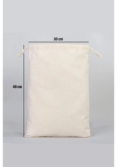 Ayakkabı Terlik Torbası 30 X 37 Cm., 2 Adet, Ham Doğal Bez Kumaş Çok Renkli