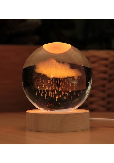 Bulut 3d Boyutlu Kristalleşmiş Cam Işıklı Büyük Boy Küre
