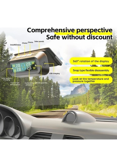 Boatshop1 Model T13 Didi Sürümü Evrensel Lastik Basınç İzleme Sistemi Tpms Kablosuz Güneş Şarj Lcd Ekran 4 Sensör Otomobil Karavan Suv Mpv