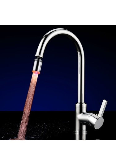Geeksen Led Musluk Sprey Başlığı 7 Renkli Işık Değişen 360 Derece Dönebilen Mutfak Musluğu Musluk Lavabo Musluğu Sprey Başlığı Banyo Havzası Uzatma Uzatma Elektrik Gerektirmez Diğer