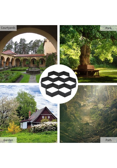 Qingmipy Altıgen Bahçe Taşı Kalıbı - Dayanıklı Pp Malzeme, Yeniden Kullanılabilir Dıy Yürüyüş Yolu Şablonu Çok Renkli