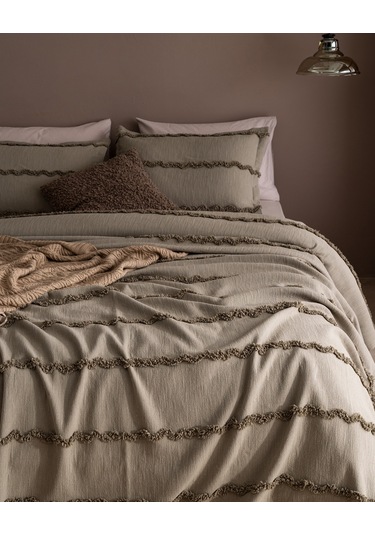 Madame Coco Rostrenen Tek Kişilik Pamuklu Yatak Örtüsü - Haki 8684427179895 Çok Renkli