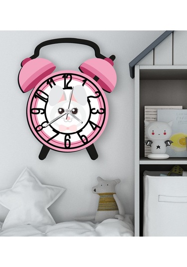 Bk Gift Kişiye Özel Hayvan Figürlü Retro Çalar Saat Tasarımlı Kabartma Figürlü Ahşap Çocuk Duvar Saati-11, Ev Dekoru, Çocuk Odası Aksesuar Bitmeyencom Çok Renkli
