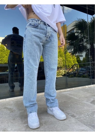 Vikingsjeans Kaizer Denim Erkek Buz Mavi Baggy Jeans Açık Mavi
