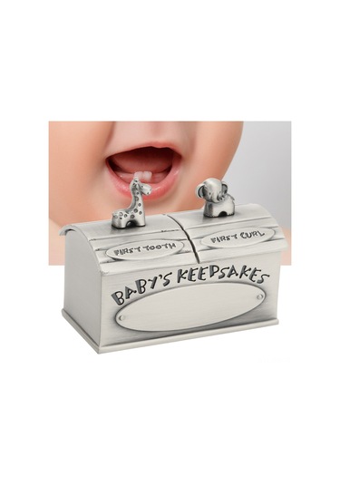 Moveevo Çocukların Diş Ve Tüy Hafızalarını Saklamak İçin Avrupa Stili Çinko Alaşımlı Mini Anı Kutusu - Gümüş Rengi, Ev Dekorasyonu Ve Hediye Seçeneği