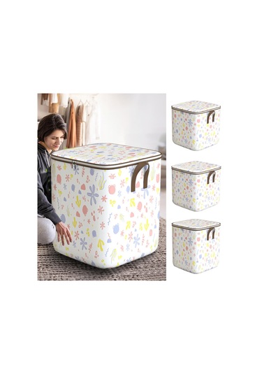 Depolama Çantaları Taşınabilir Giysiler Depolama Katlanabilir Küçük Saf Ve Taze Dolap Organizatör Depolama Kapları Dayanıklı Kulplar Çiçek Baskı Desen Organizatör Çantası 180l