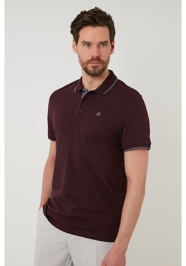 Buratti % 100 Pamuk Düğmeli Regular Fit Erkek Polo Yaka T Shirt 5902118 Vişne