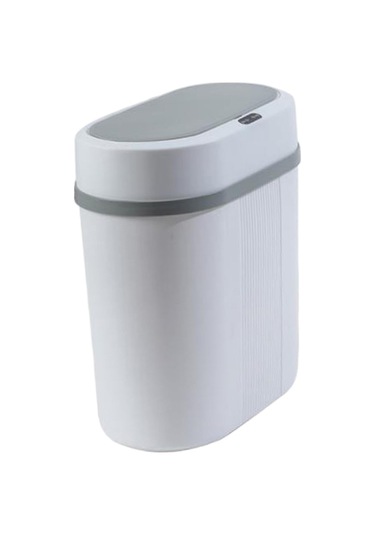 Fan Kapaklı Otomatik Hareketli Çöp Kovası 12l Kompakt Dayanıklı Beyaz