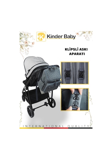 Kinder Baby Merlin Termal Anne Bebek Bakım Çantası Gri
