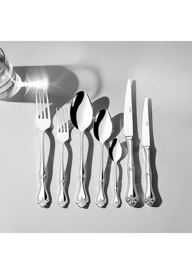 Nehir Lalezar Sade 12 Kişilik 84 Parça Çatal Kaşık Bıçak Takımı Gümüş