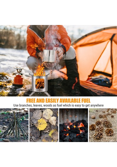 Kangvka Çelik Gövde Kamp Fırını, Doğal Yakıtlı Çalı, Yaprak , Çamaşır, Piknik, Outdoor Seyahatler İçin Hafif 180g Gümüş
