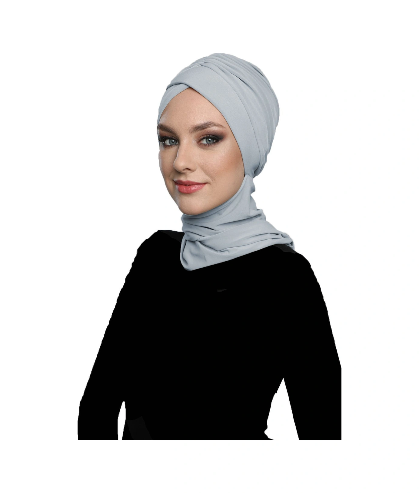 Kardelen Atkılı Astarlı Açık Gri Hazır Türban Tesettür Havuz Ve Dış Bone Açık Gri