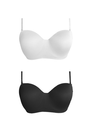 Balenli Toparlayıcı Dolgusuz Straplez Lotus Sütyen 2'li Paket Çok Renkli