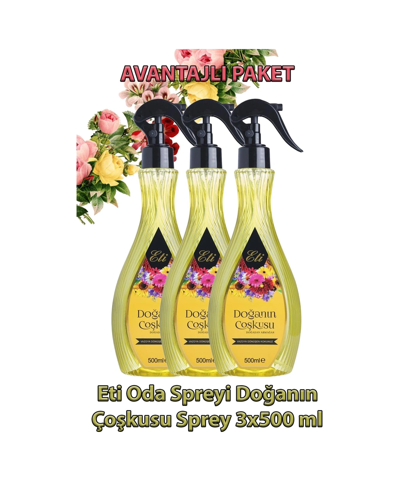 Eti Oda Spreyi Doğanın Çoşkusu Sprey 500 Ml 3 Adet Bahar