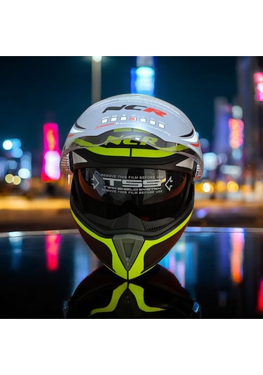 Ncr-158 Çene Açılır Gözlüklü E-ce Belgeli Kask Sarı